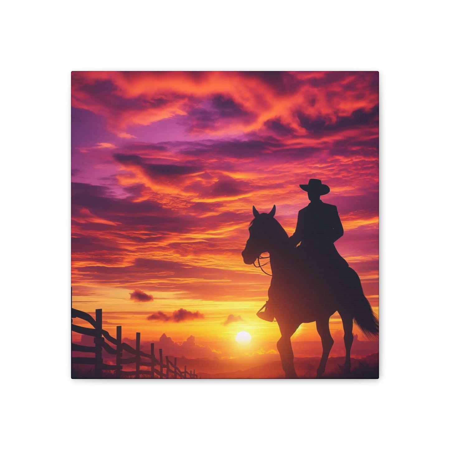 Cowboy in the Sunset - Canvas Stretched, 0.75"