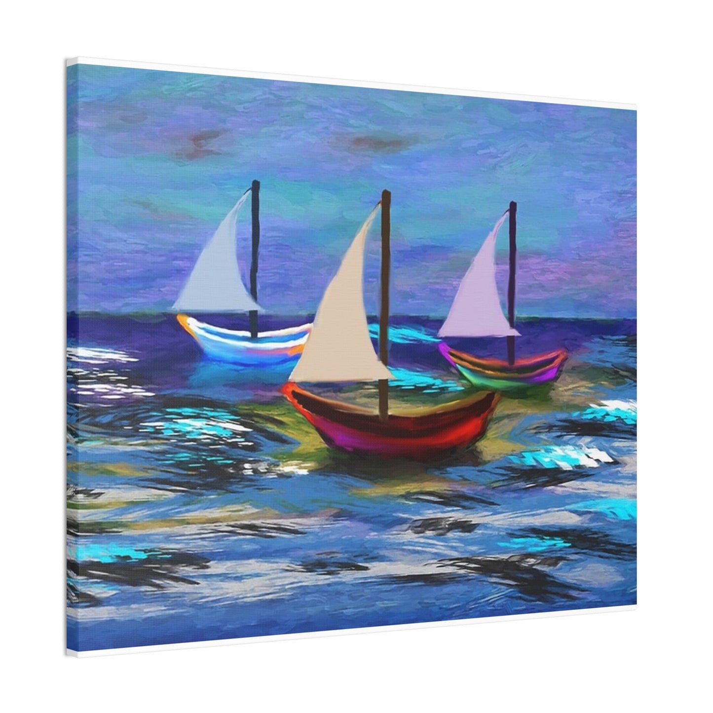 Sail Boats - Pastel _ Canvas Stretched, 0.75"