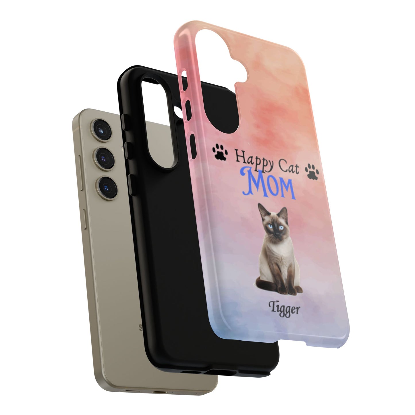 Happy Cat Mom - Personalized - Whimsical Phone Cases - Mother's Day