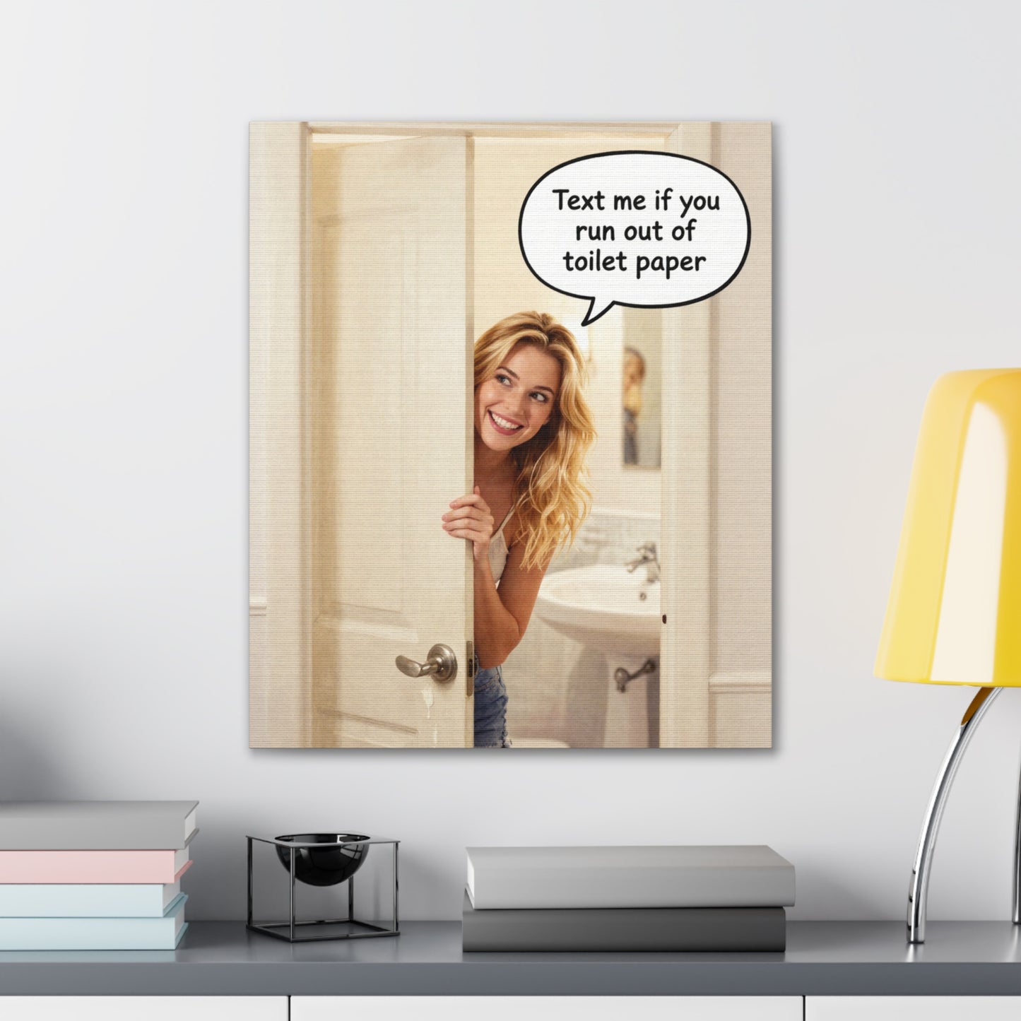 Text Me - Canvas Stretched, 0.75"- Wall Art 2026 - Bathroom Humor