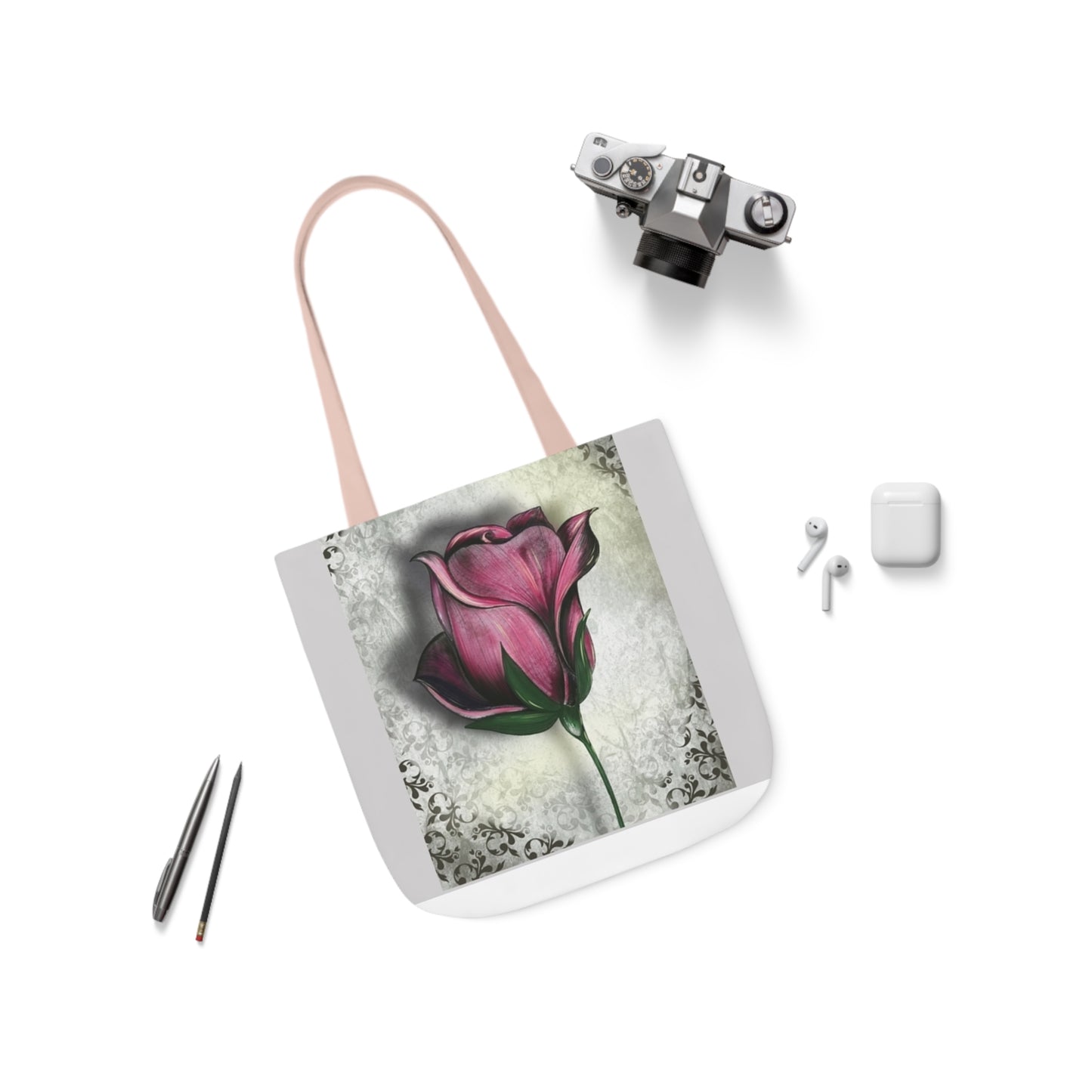 Rose - Canvas Tote Bag, 5-Color Straps