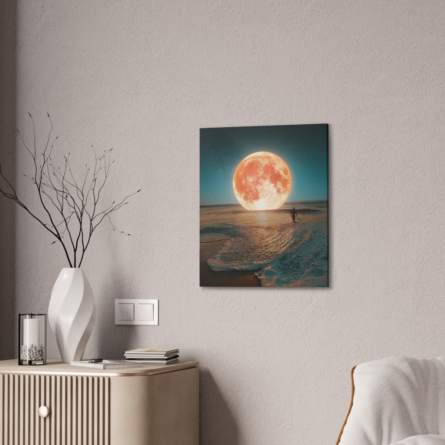 Moon on the water - Canvas Stretched, 0.75"