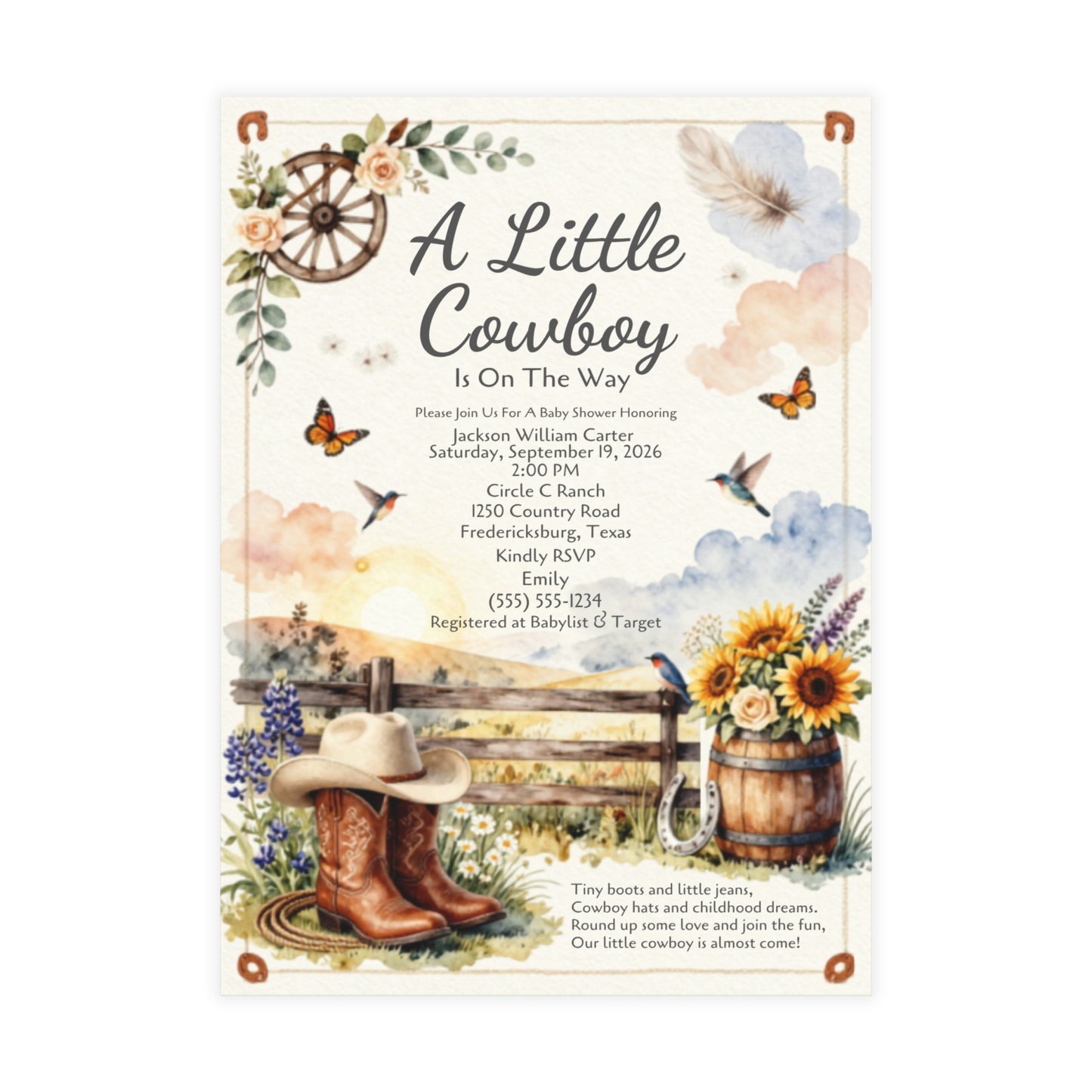 Little Cowboy - Postcard Bundles (envelopes included)