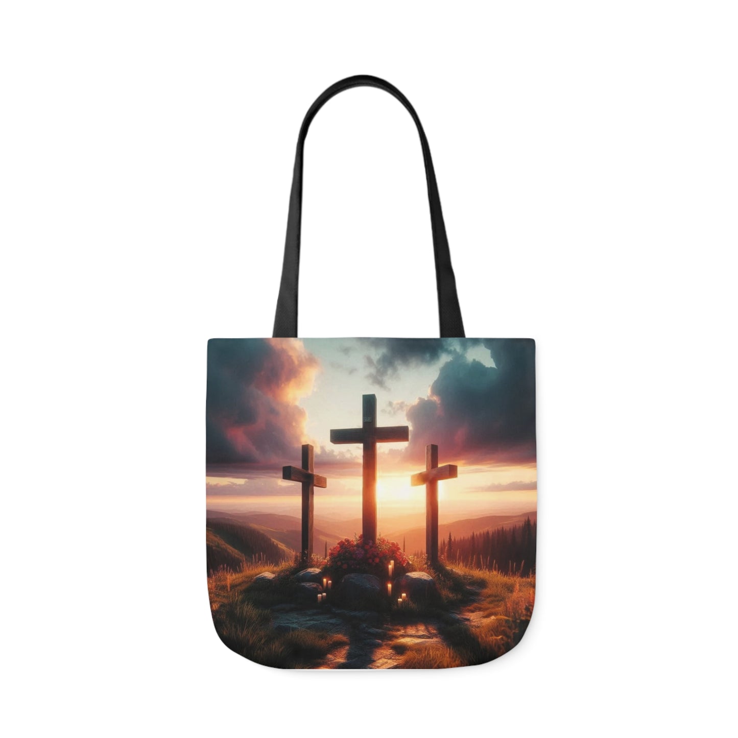 Calvary - Canvas Tote Bag, 5-Color Straps - Easter - Religious