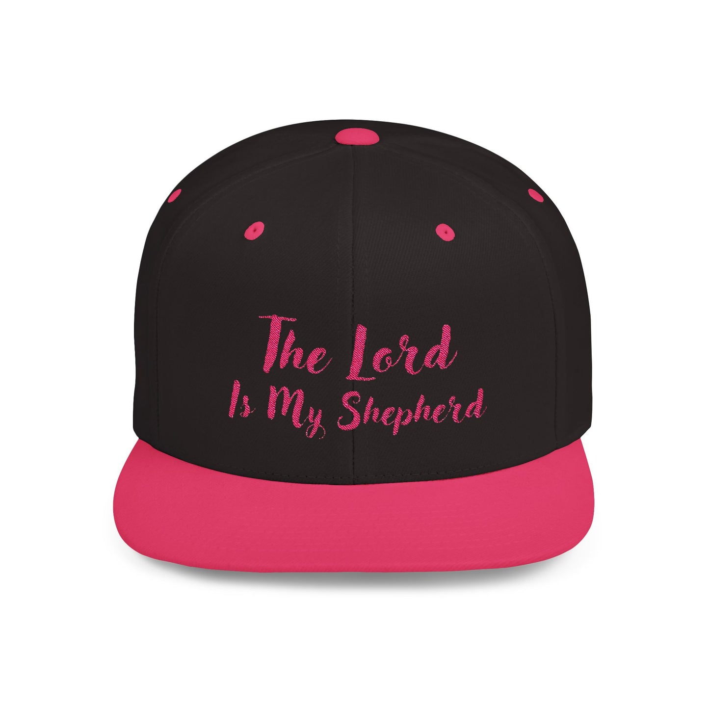 The Lord is My Shepherd - Pink - Embroidered - Flat Bill Snapback - Base Ball Cap - Easter - Mother's Day - Father's Day