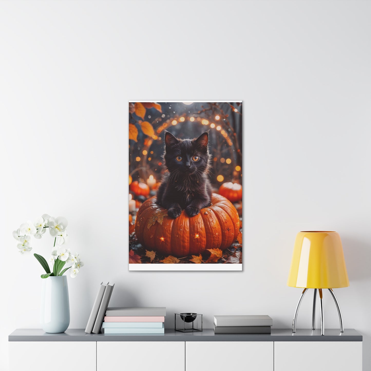 Kitty in Pumkin - Canvas Stretched, 0.75" - Halloween