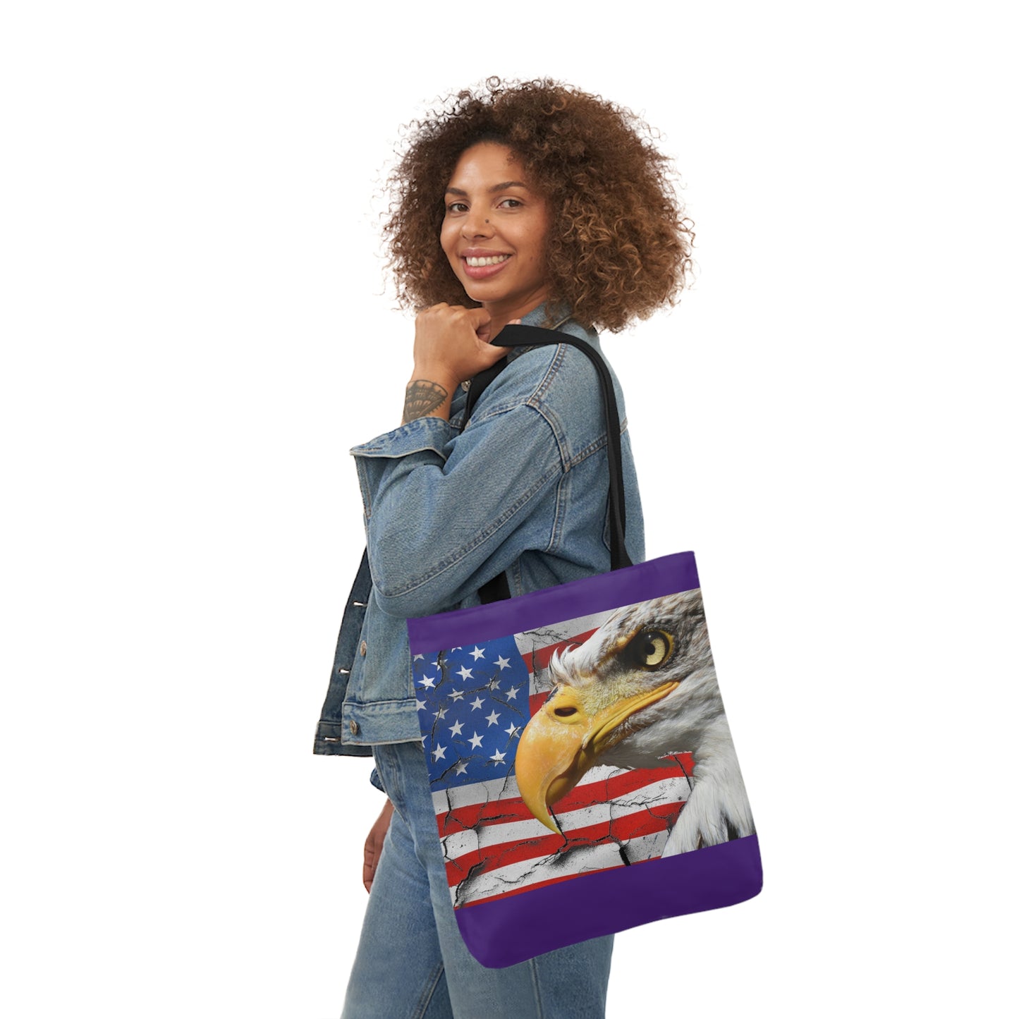 American Eagle - Canvas Tote Bag, 5-Color Straps - Patriotic