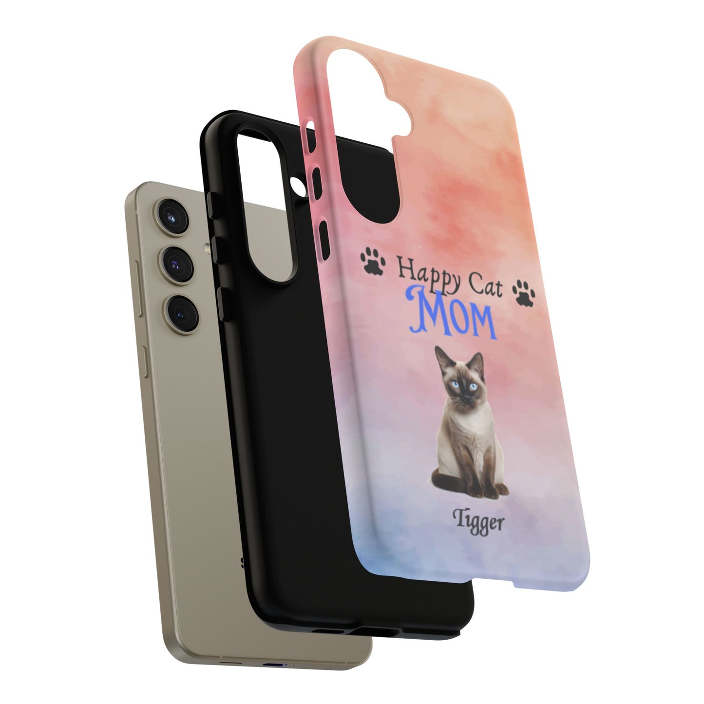 Happy Cat Mom - Personalized - Whimsical Phone Cases - Mother's Day