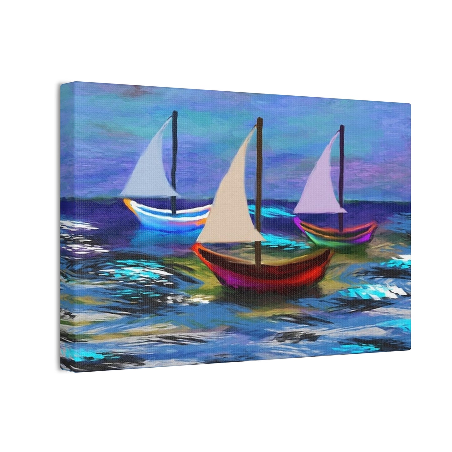 Sail Boats - Pastel _ Canvas Stretched, 0.75"