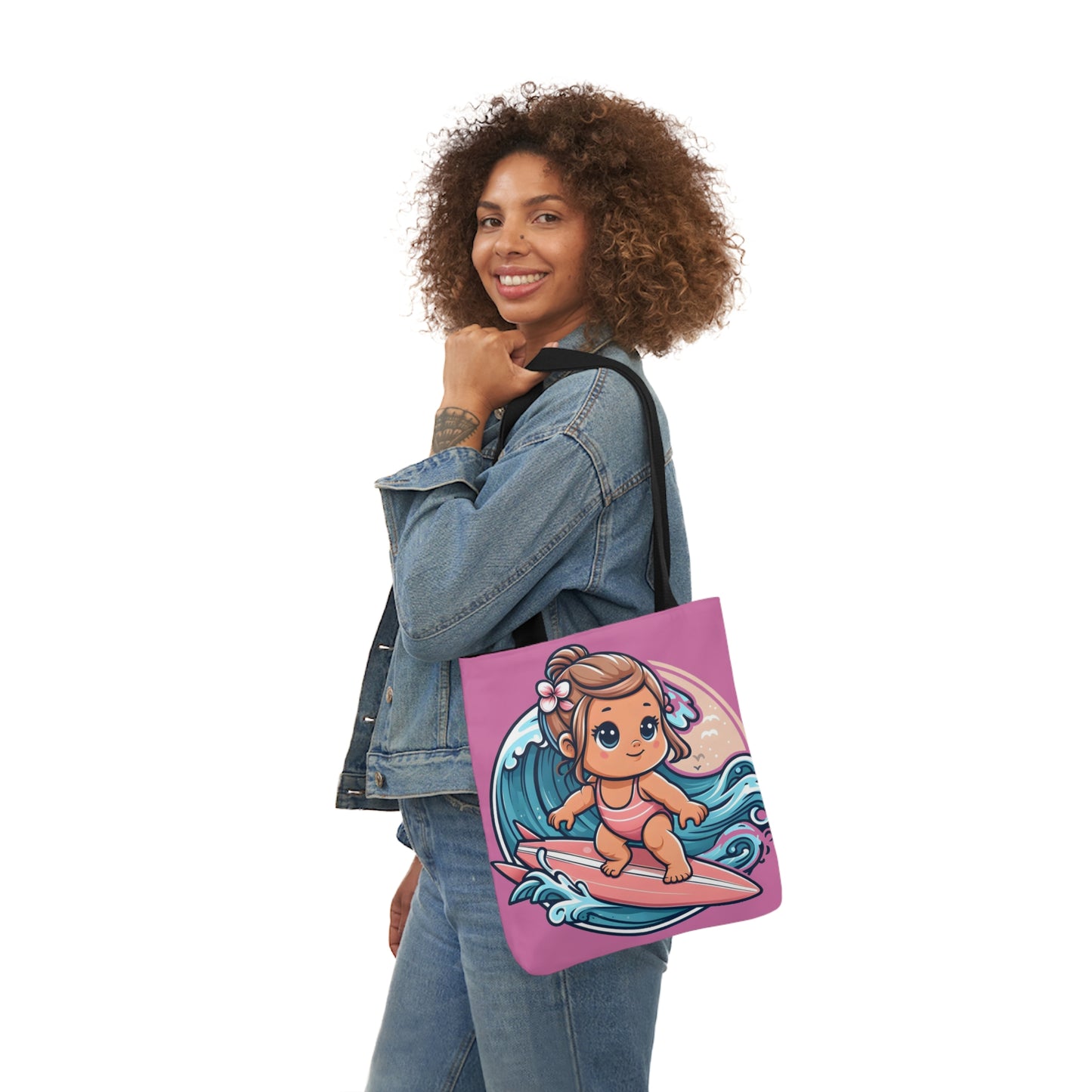 Little Surfer - Canvas Tote Bag, 5-Color Straps