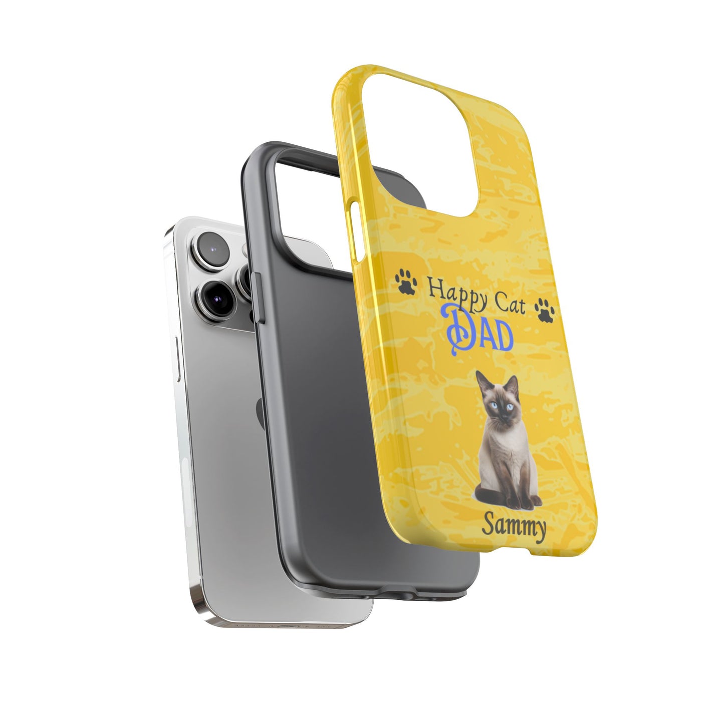 Happy Cat Dad - Personalized - Whimsical Phone Cases - Father's Day