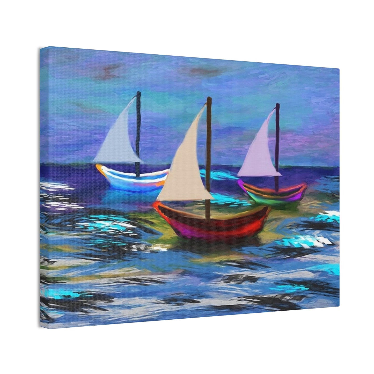 Sail Boats - Pastel _ Canvas Stretched, 0.75"