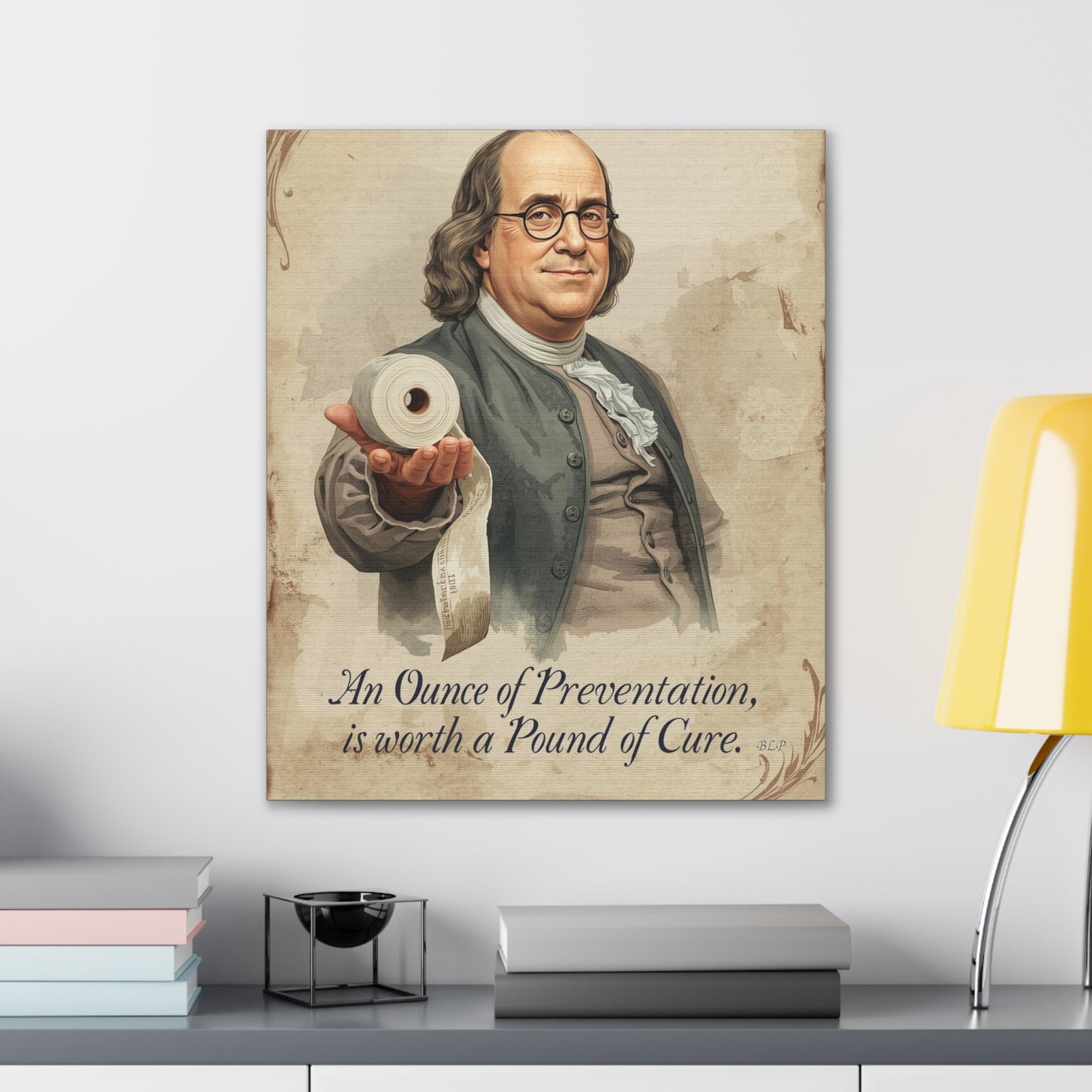 Franklin - Canvas Stretched, 0.75" - 2026 Wall Art - Bathroom Humor