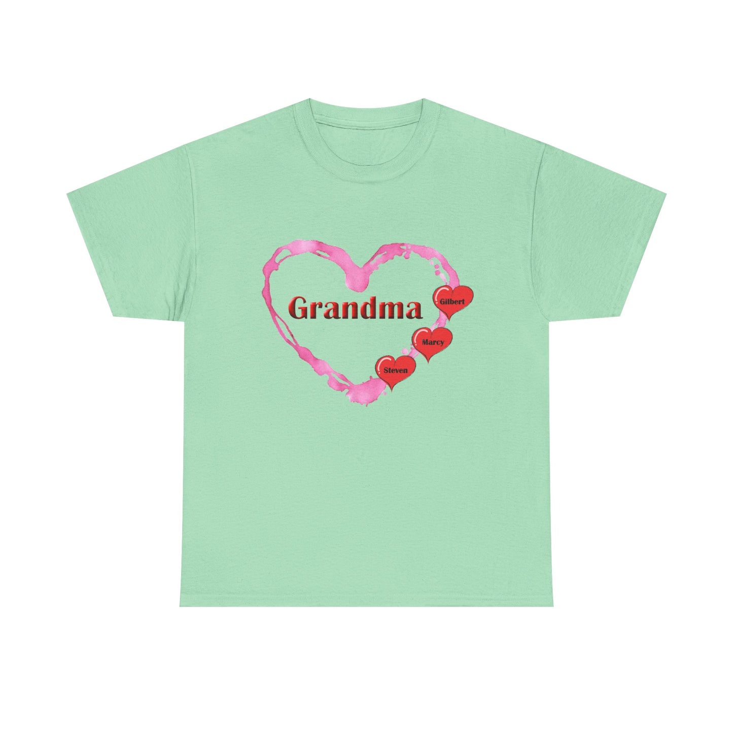 Grandma Love - Personalized - Unisex Heavy Cotton T-Shirt Mother's Day