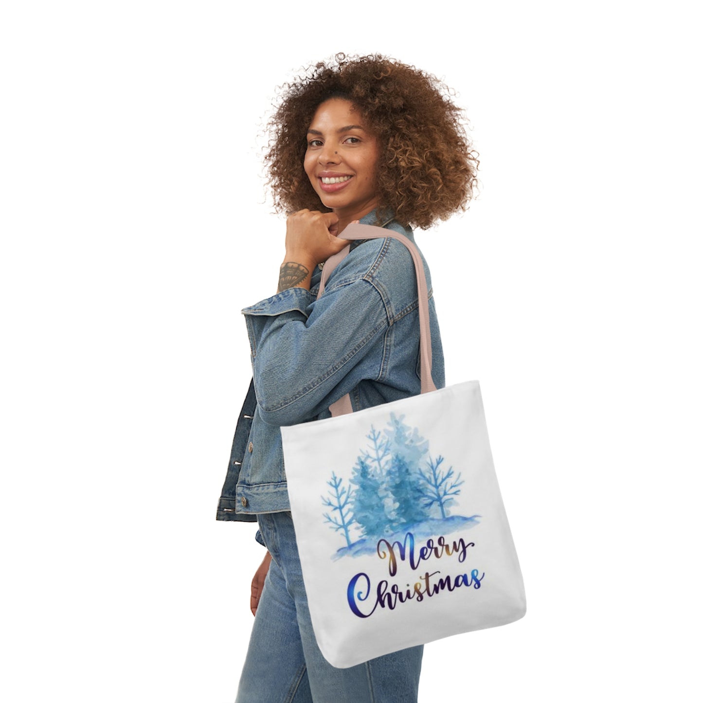 Merry Christmas - Canvas Tote Bag, 5-Color Straps - Christmas