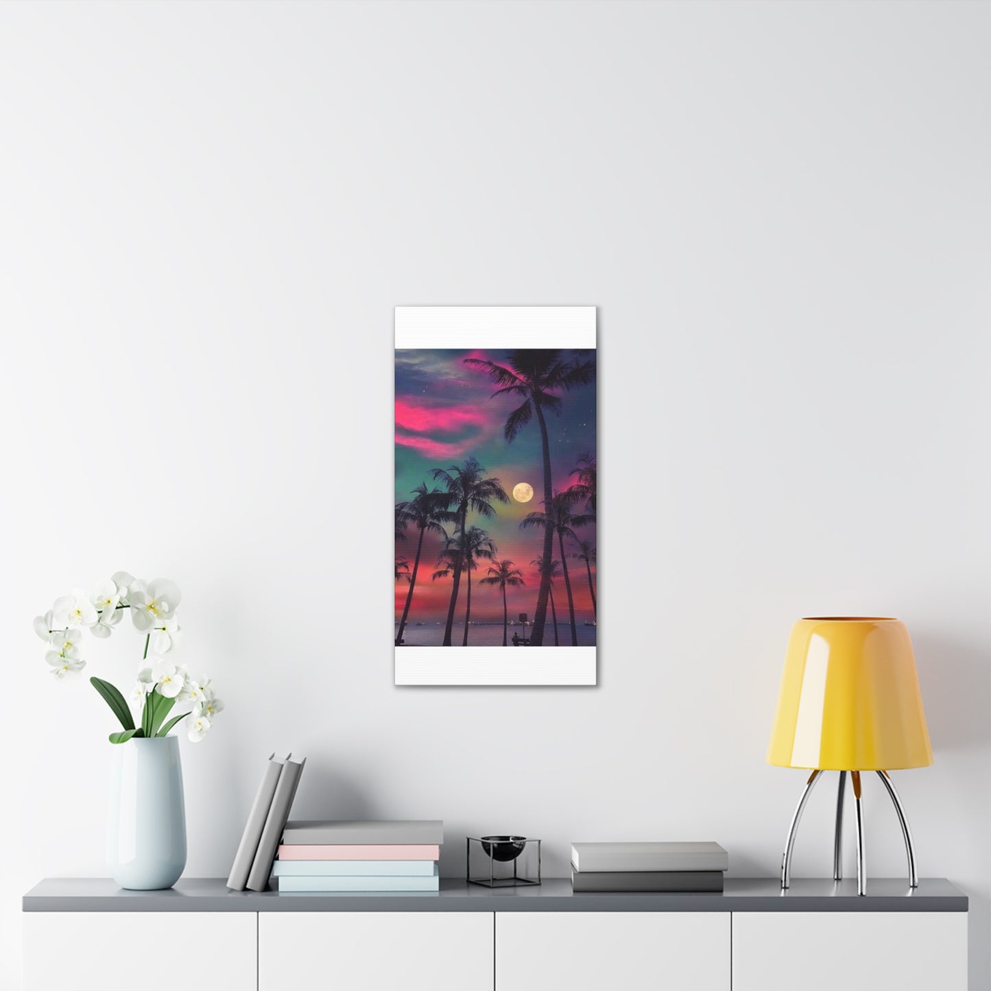 Moon Rise Palms - Canvas Stretched, 0.75"