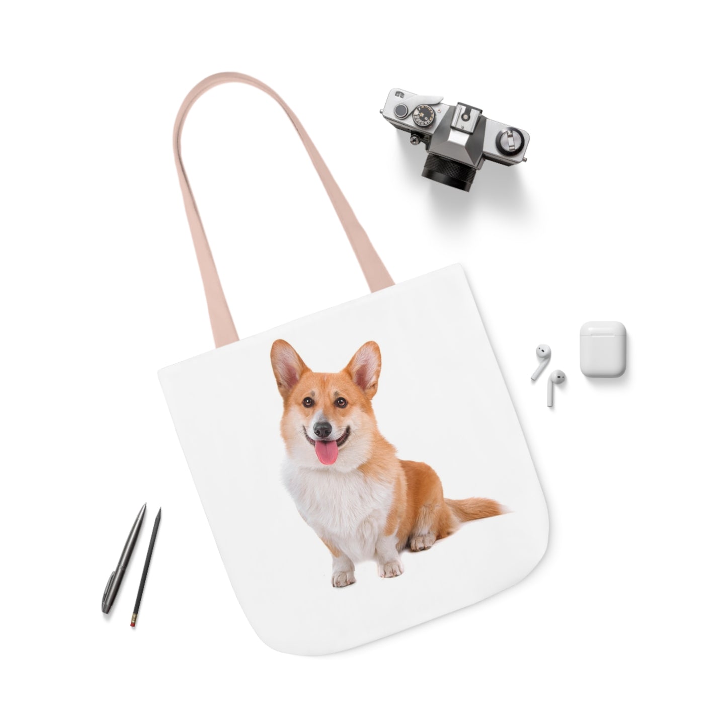 Corgi 1 - Canvas Tote Bag, 5-Color Straps