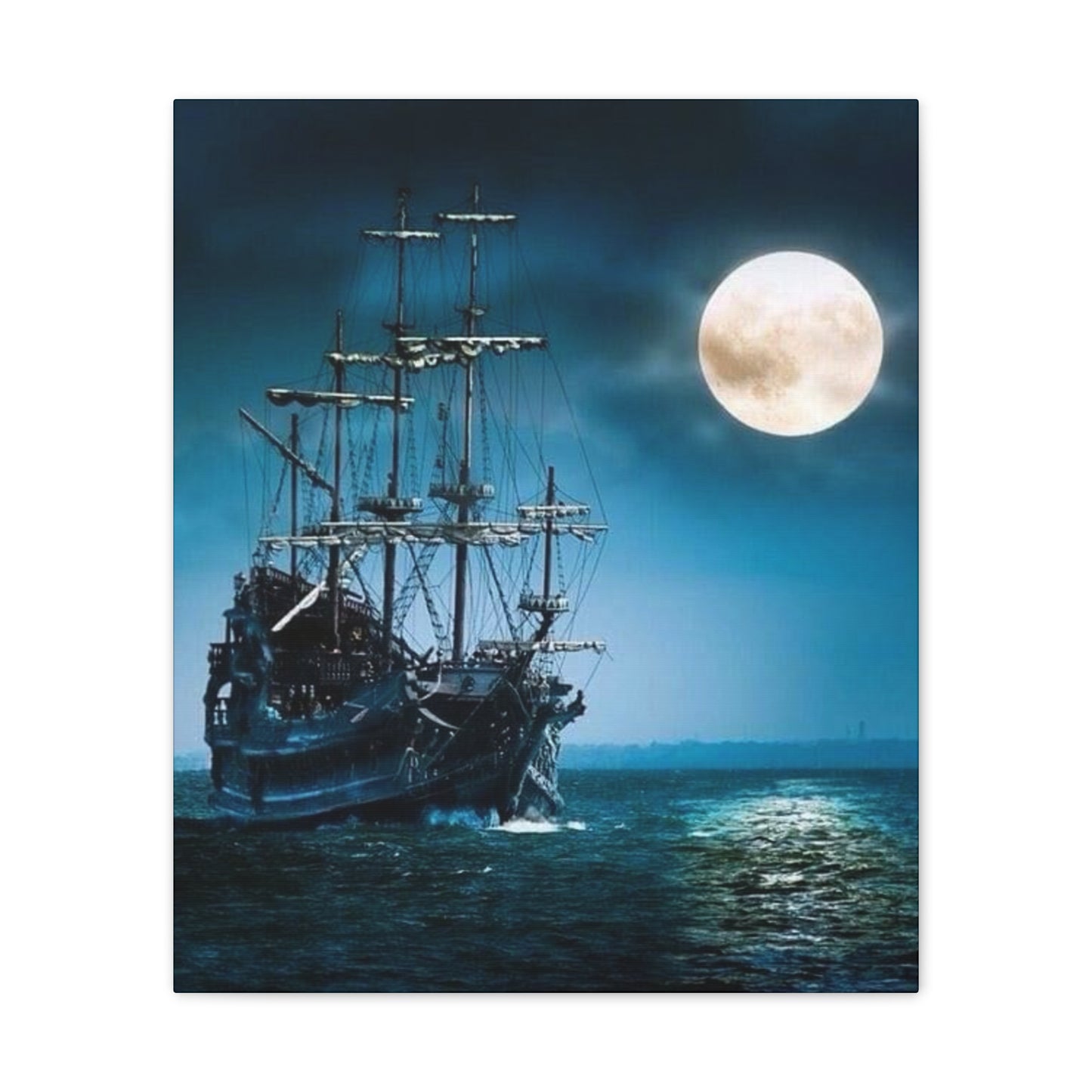 At Sea by Moonlight - Canvas Stretched, 0.75"