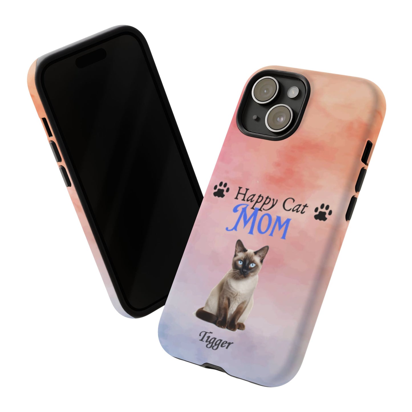 Happy Cat Mom - Personalized - Whimsical Phone Cases - Mother's Day