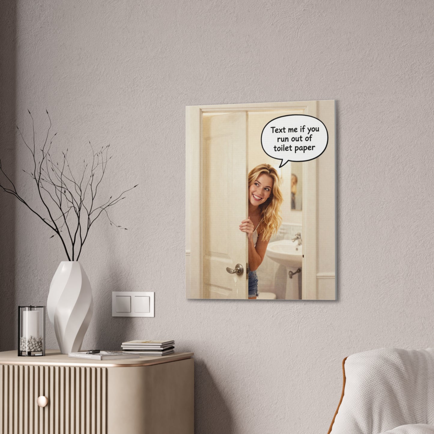 Text Me - Canvas Stretched, 0.75"- Wall Art 2026 - Bathroom Humor
