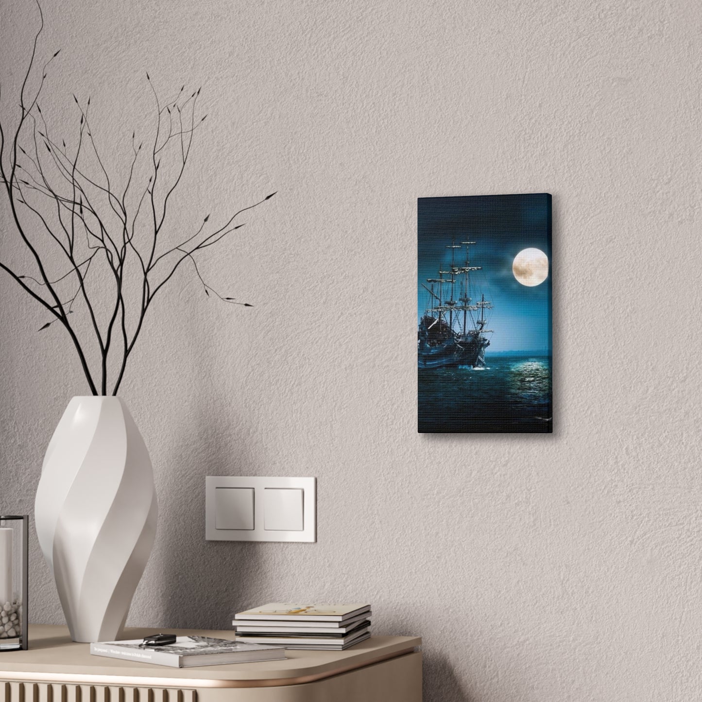 At Sea by Moonlight - Canvas Stretched, 0.75"