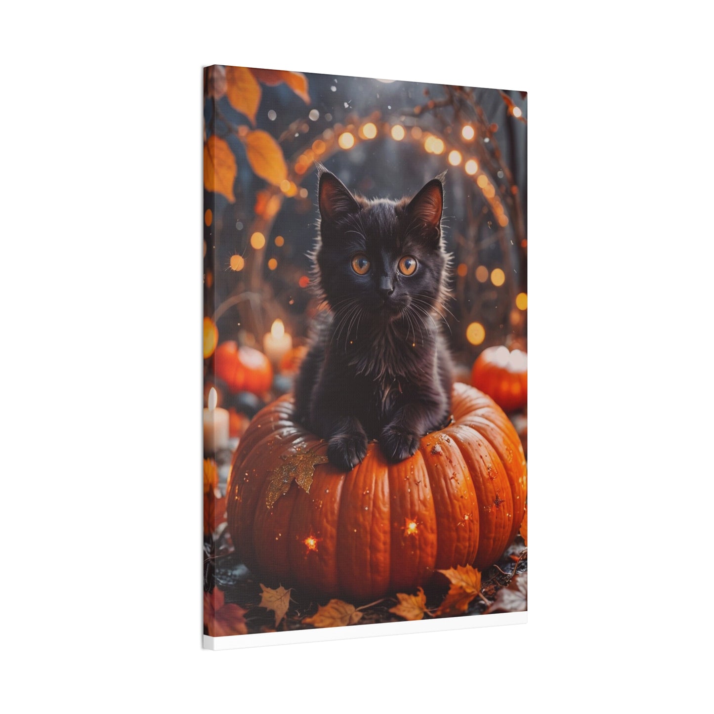 Kitty in Pumkin - Canvas Stretched, 0.75" - Halloween