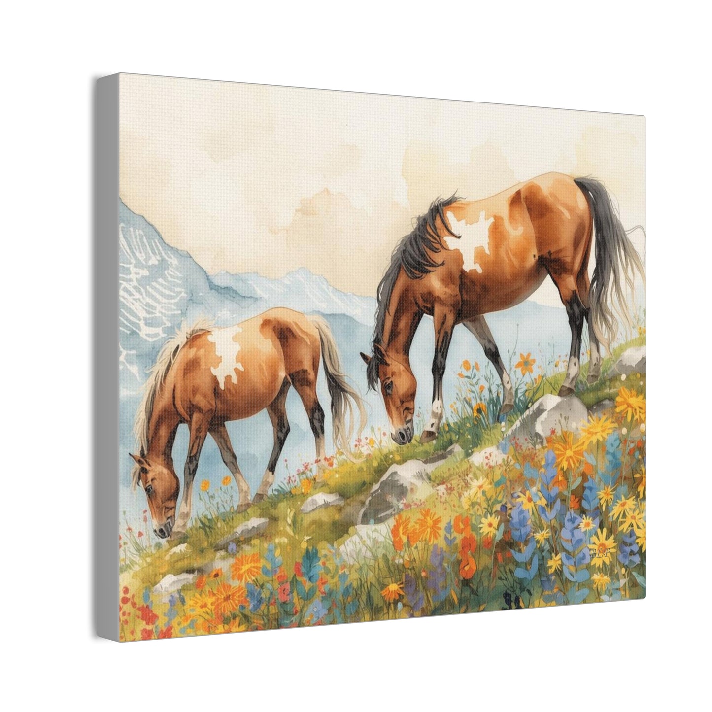 Horses Grazing - Canvas Stretched, 0.75" - Wall Art 2026 - Animals