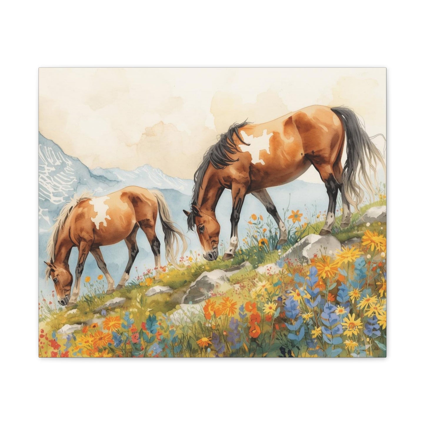 Horses Grazing - Canvas Stretched, 0.75" - Wall Art 2026 - Animals