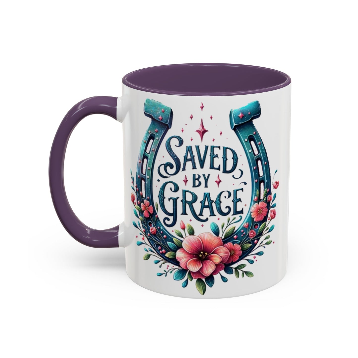 Saved by Grace - Accent Coffee Mug (11, 15oz) - Easter - Mother's Day - Father's Day