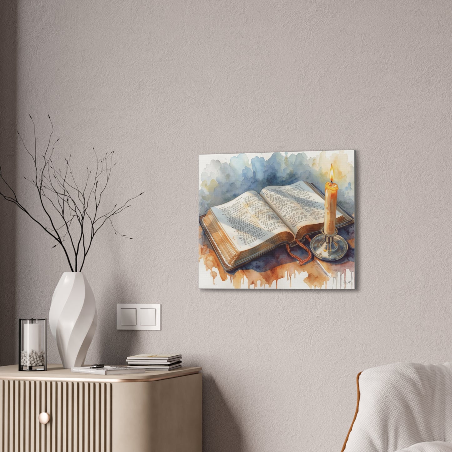 Bible by Candlelight - Canvas Stretched, 0.75" - 2026 Wall Art - Religion