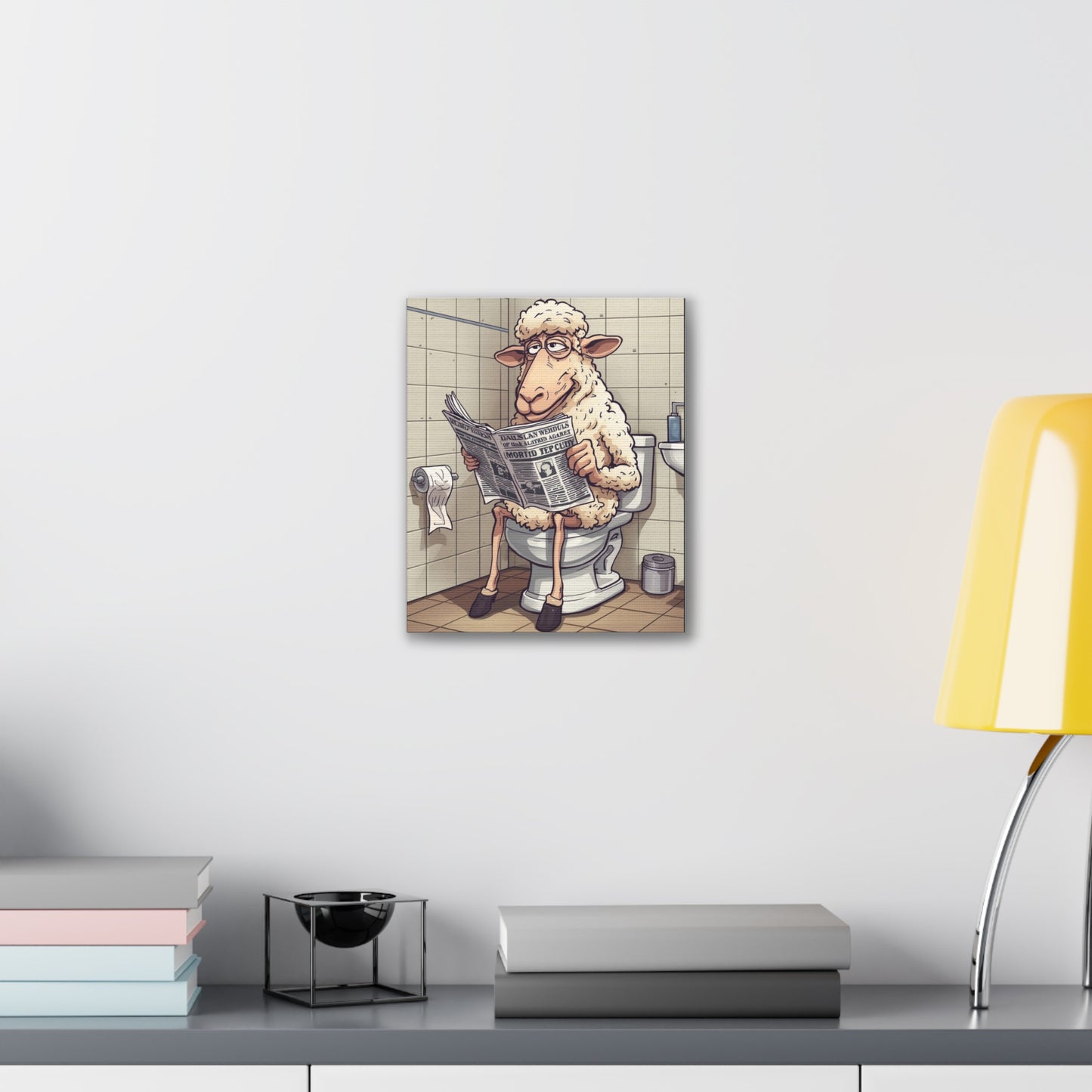 Sheep in the John - Canvas Stretched, 0.75" - Wall Art 2026 - Bathroom Humor