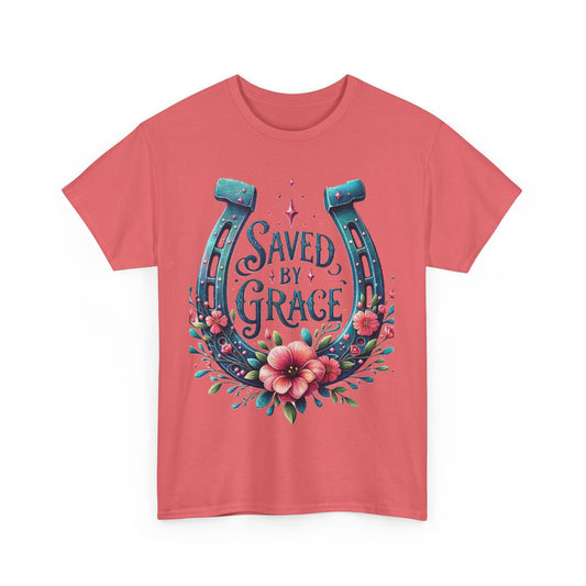 Saved by Grace - Unisex Heavy Cotton Tee - Easter - Mother's Day - Father's Day