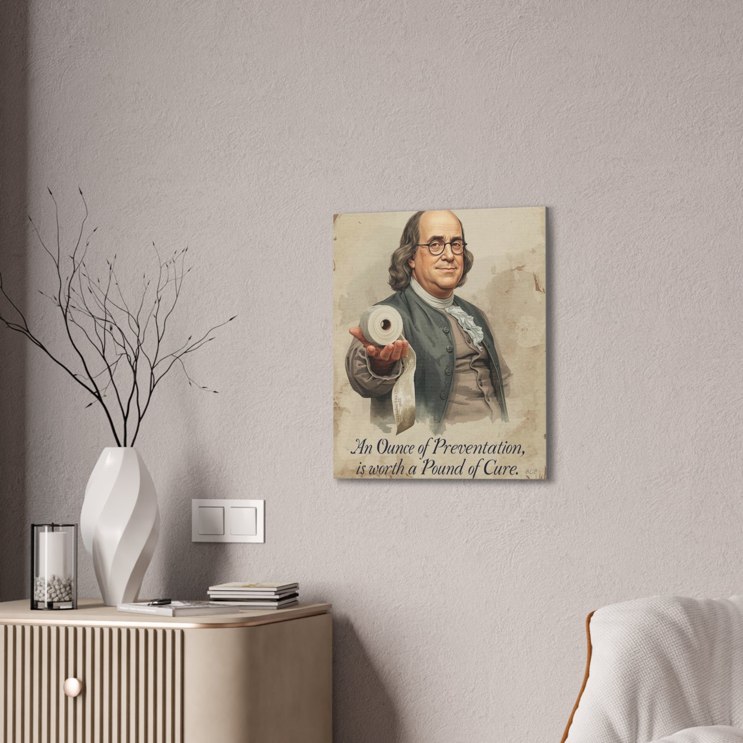 Franklin - Canvas Stretched, 0.75" - 2026 Wall Art - Bathroom Humor