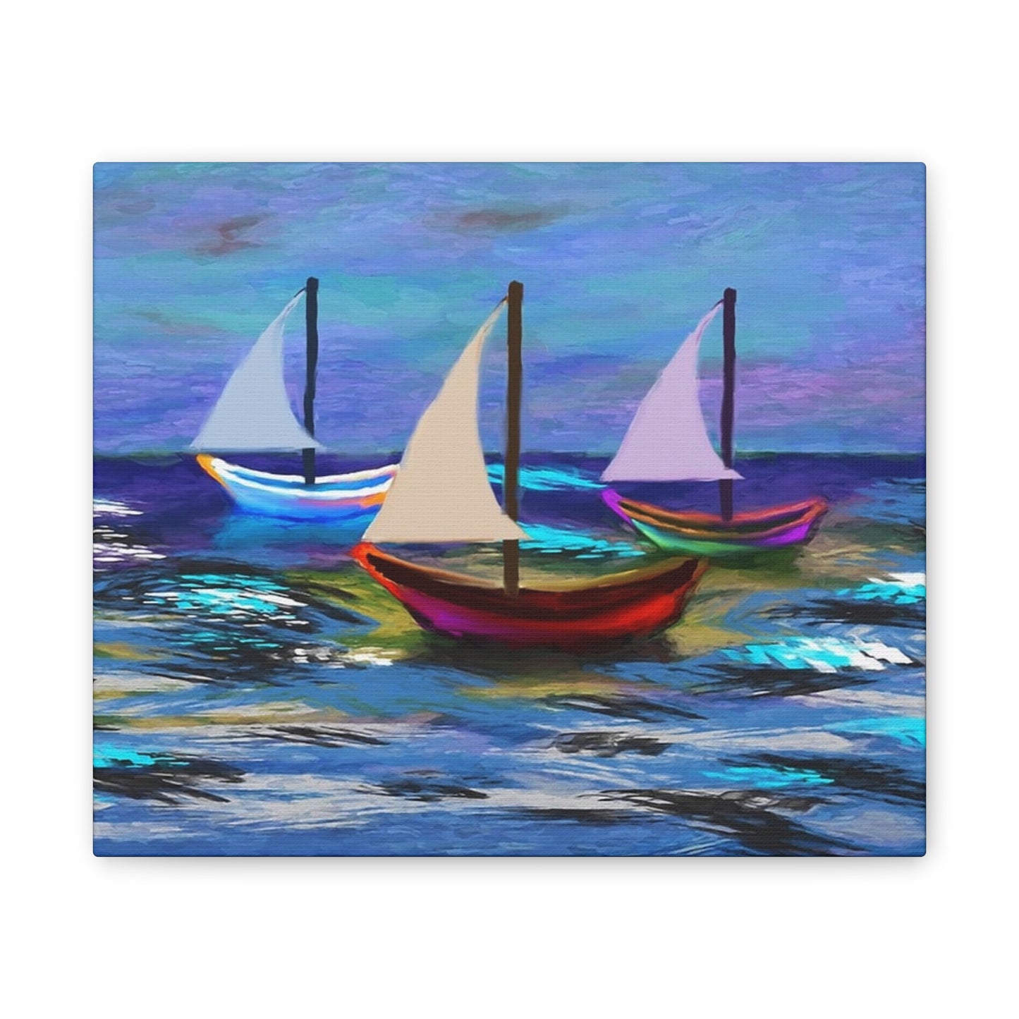 Sail Boats - Pastel _ Canvas Stretched, 0.75"