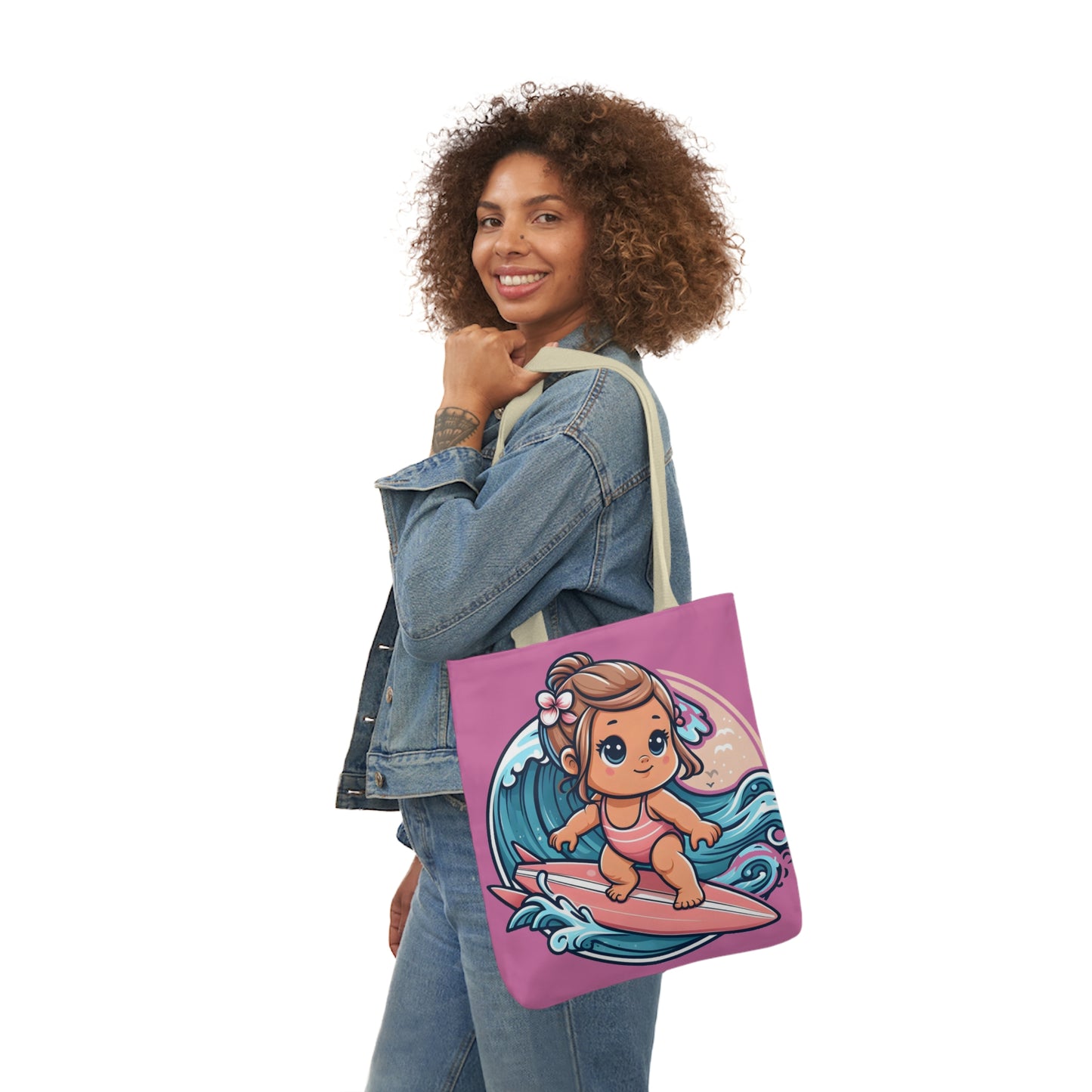 Little Surfer - Canvas Tote Bag, 5-Color Straps