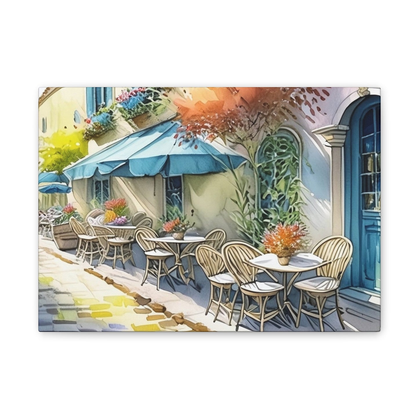 Street Cafe - Canvas Stretched, 0.75"