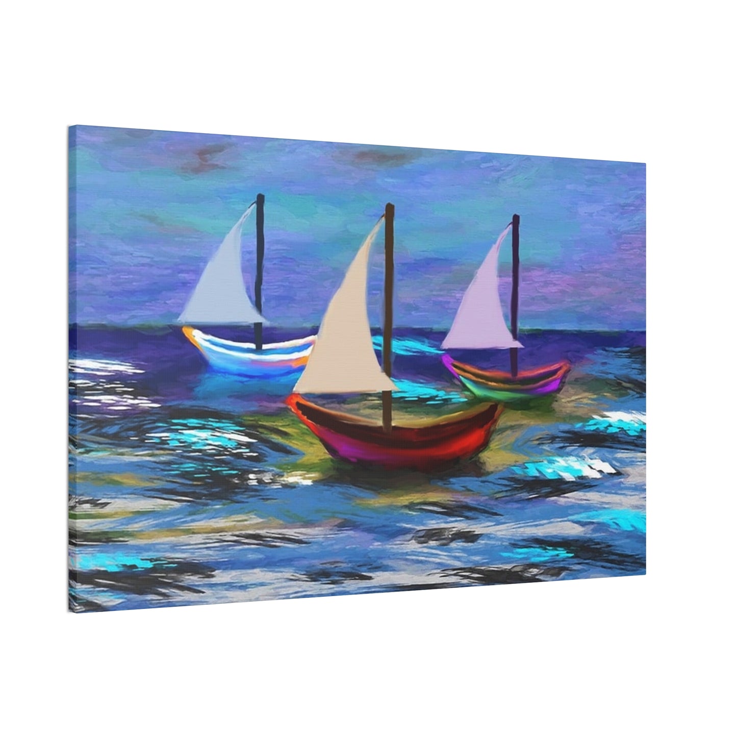 Sail Boats - Pastel _ Canvas Stretched, 0.75"