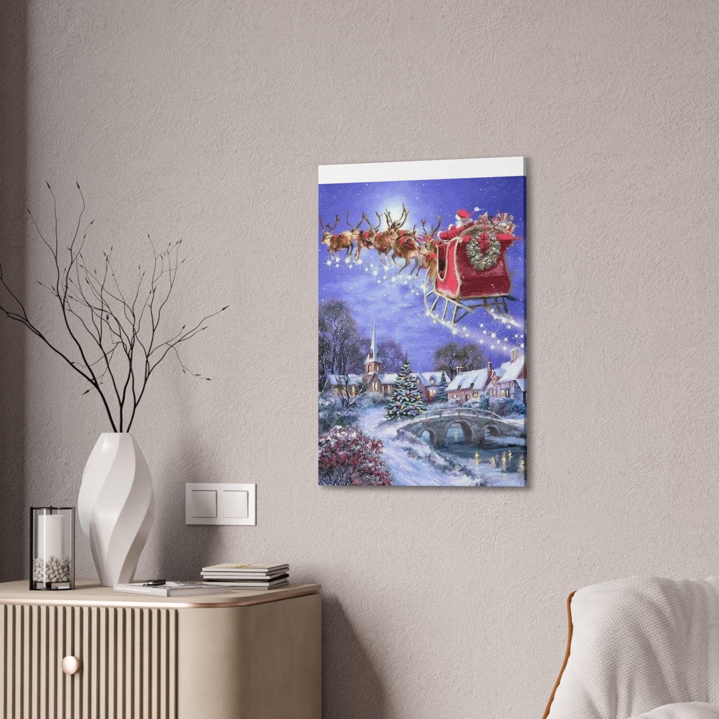 Santa's Coming - Canvas Stretched, 0.75" Christmas