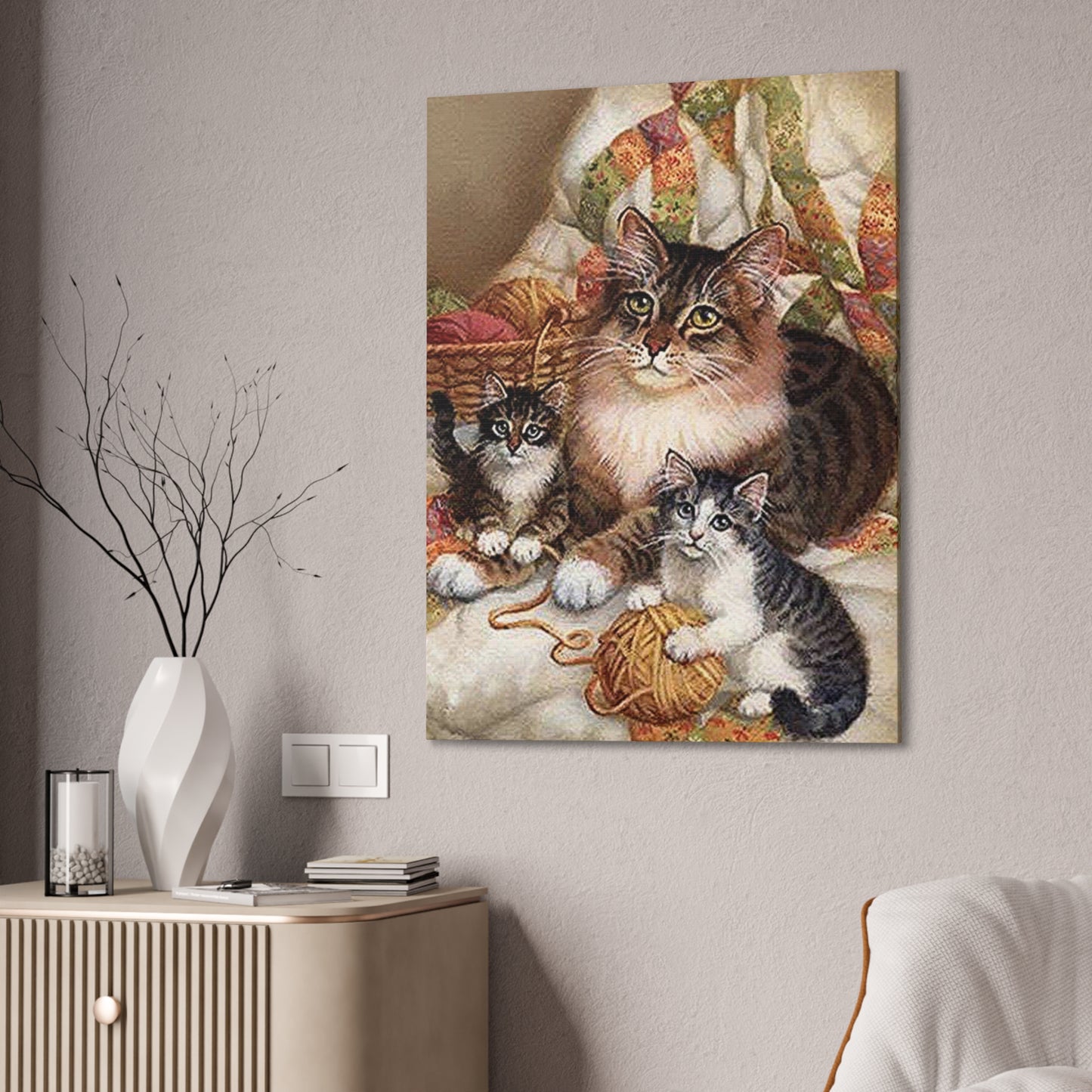 Kitty Family - Canvas Stretched, 0.75"