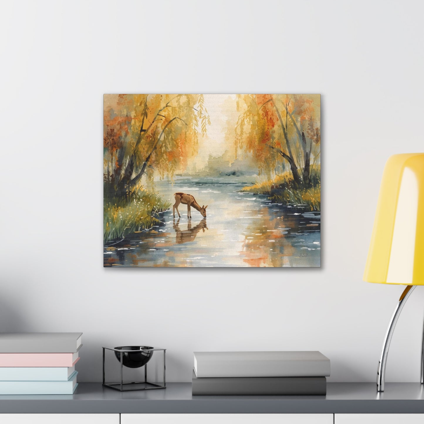 Deer Drinking - Canvas Stretched, 0.75" -  2026 Wall Art - Scenes
