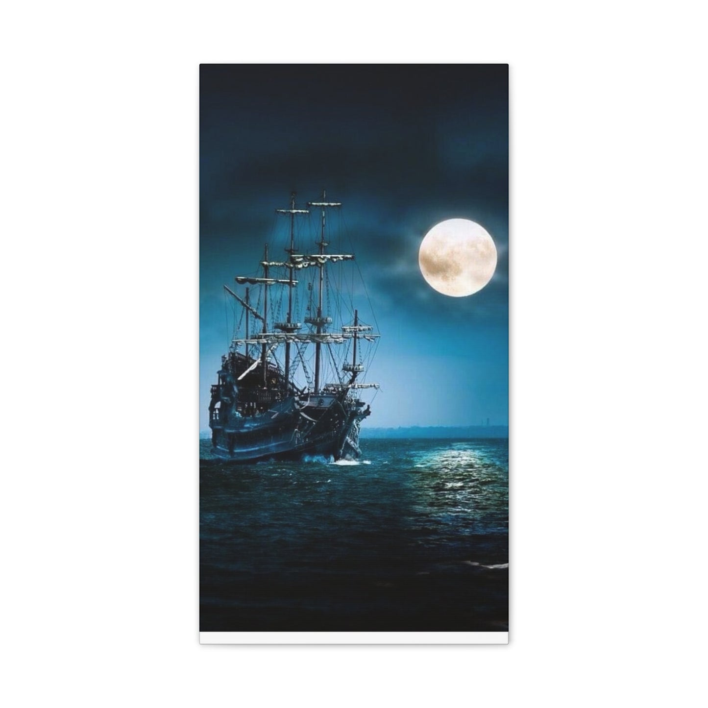 At Sea by Moonlight - Canvas Stretched, 0.75"