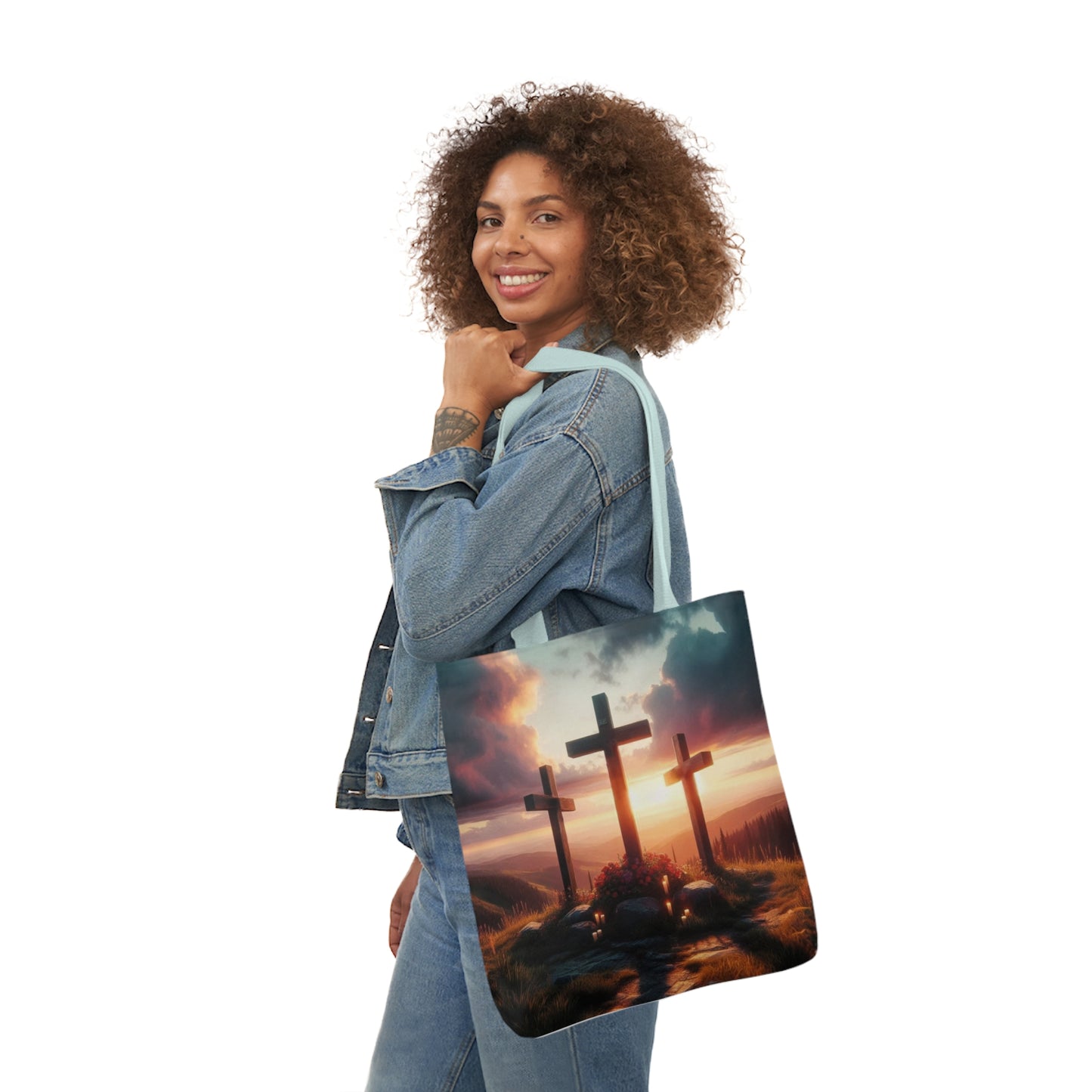 Calvary - Canvas Tote Bag, 5-Color Straps - Easter - Religious