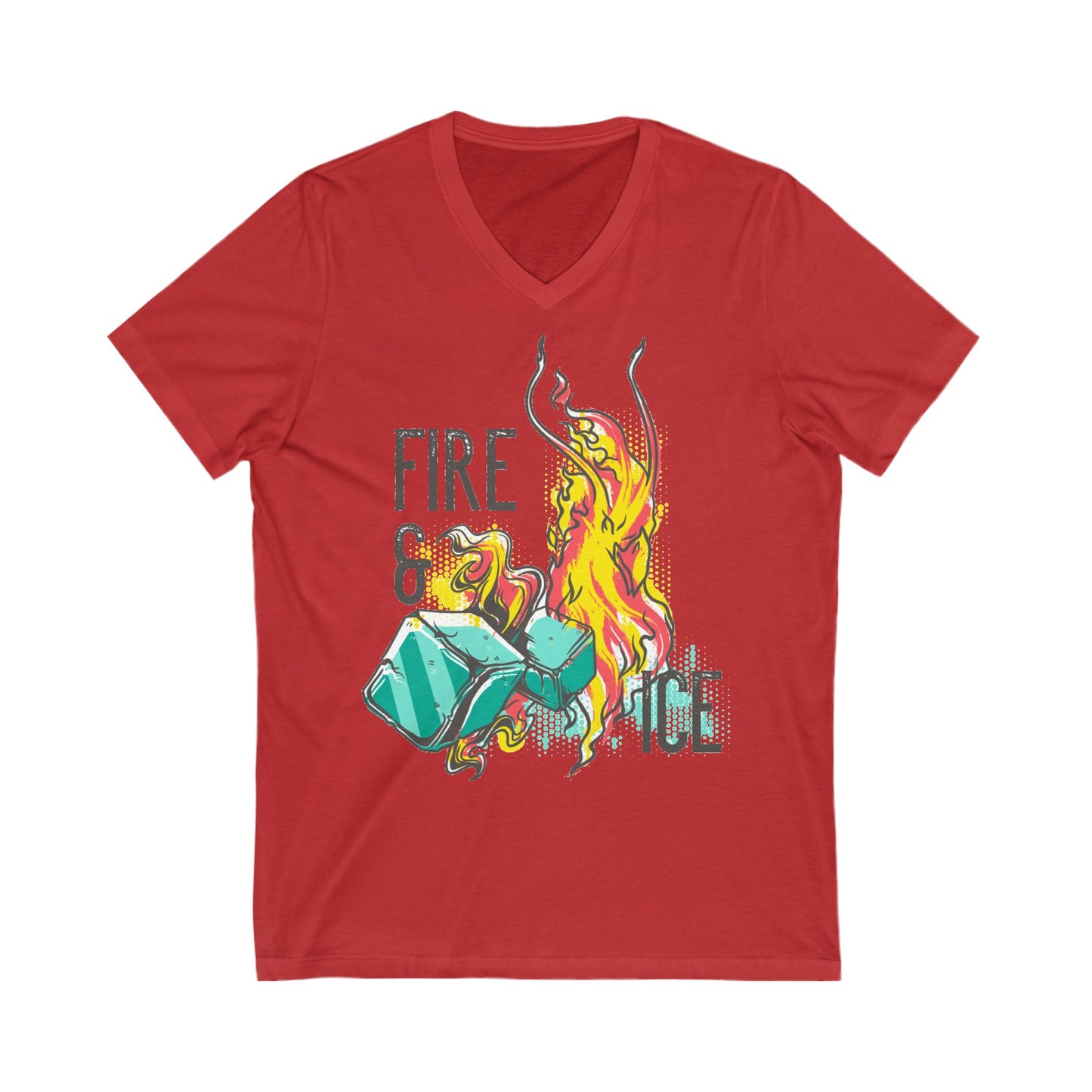 Fire and Ice - Unisex Jersey Short Sleeve V-Neck T-Shirts