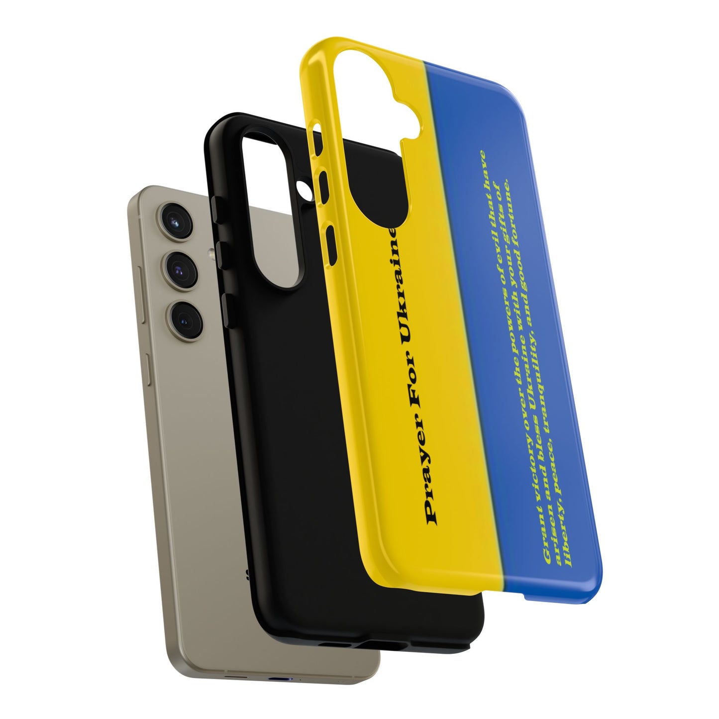 Flag of Ukraine with Prayer - Flag Phone Cases