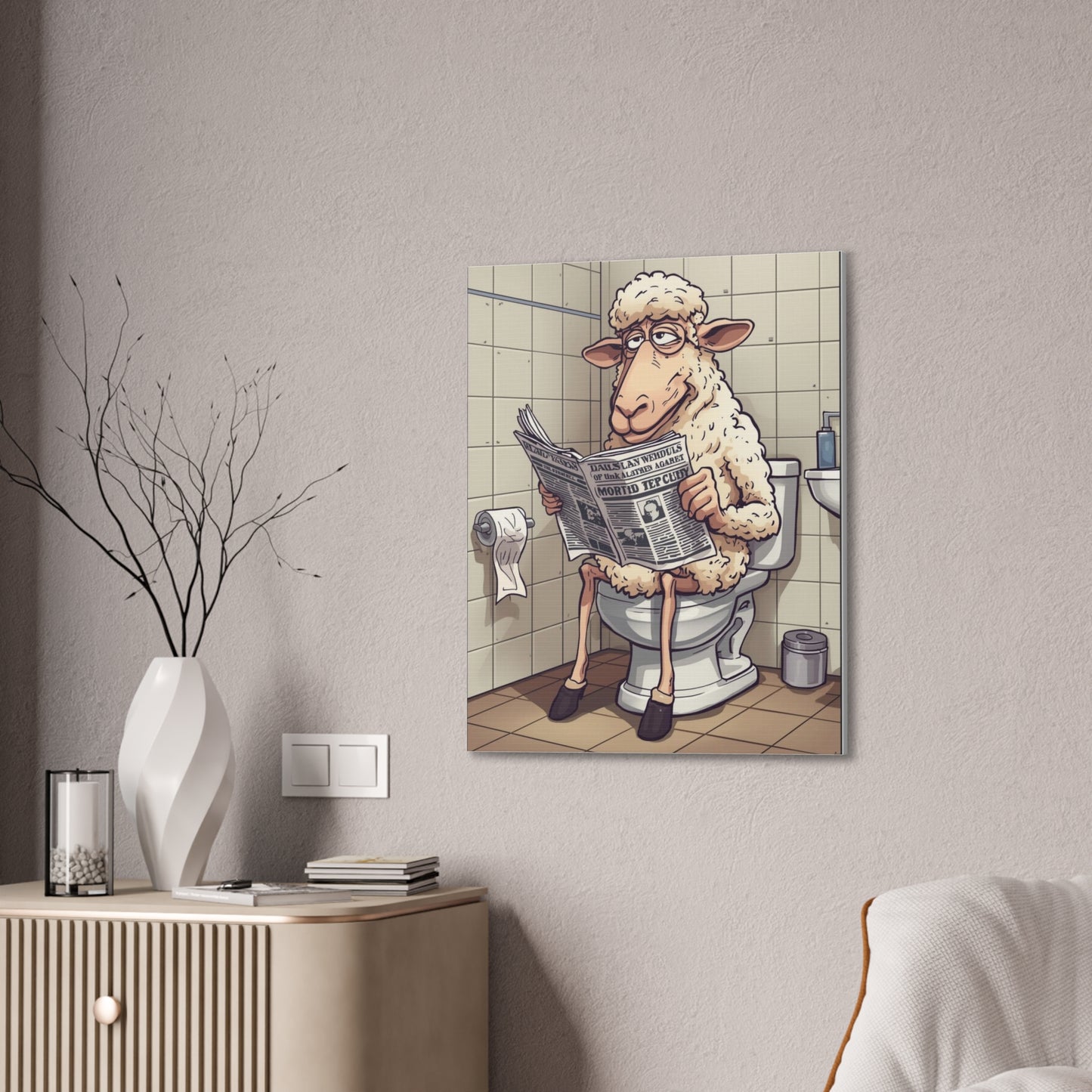Sheep in the John - Canvas Stretched, 0.75" - Wall Art 2026 - Bathroom Humor