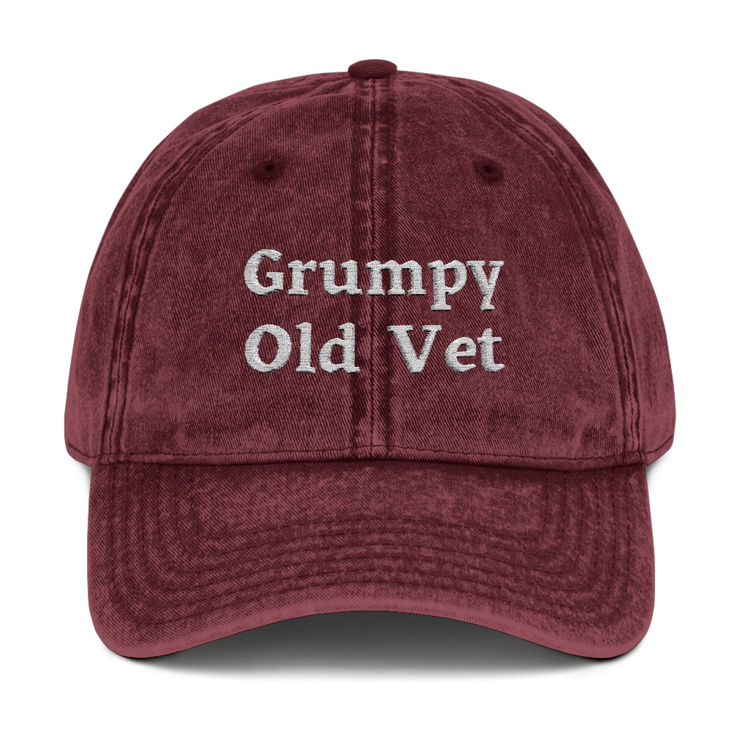 Grumpy Old Vet - Embroidered - Vintage Cap (Embroidery) - Ball Cap - Father's Day - Veterans