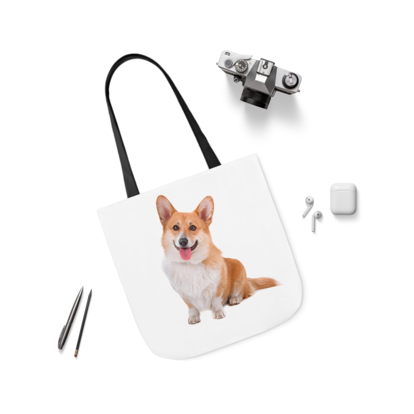 Corgi 1 - Canvas Tote Bag, 5-Color Straps