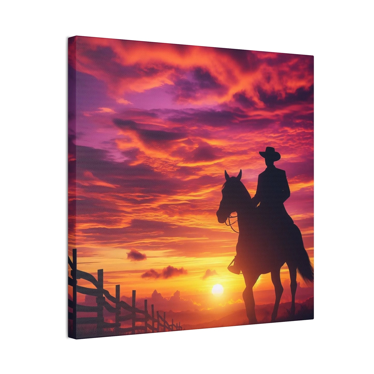 Cowboy in the Sunset - Canvas Stretched, 0.75"