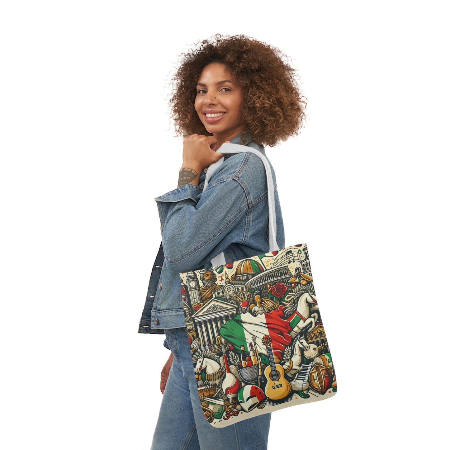 Italian Mural - Canvas Tote Bag, 5-Color Straps