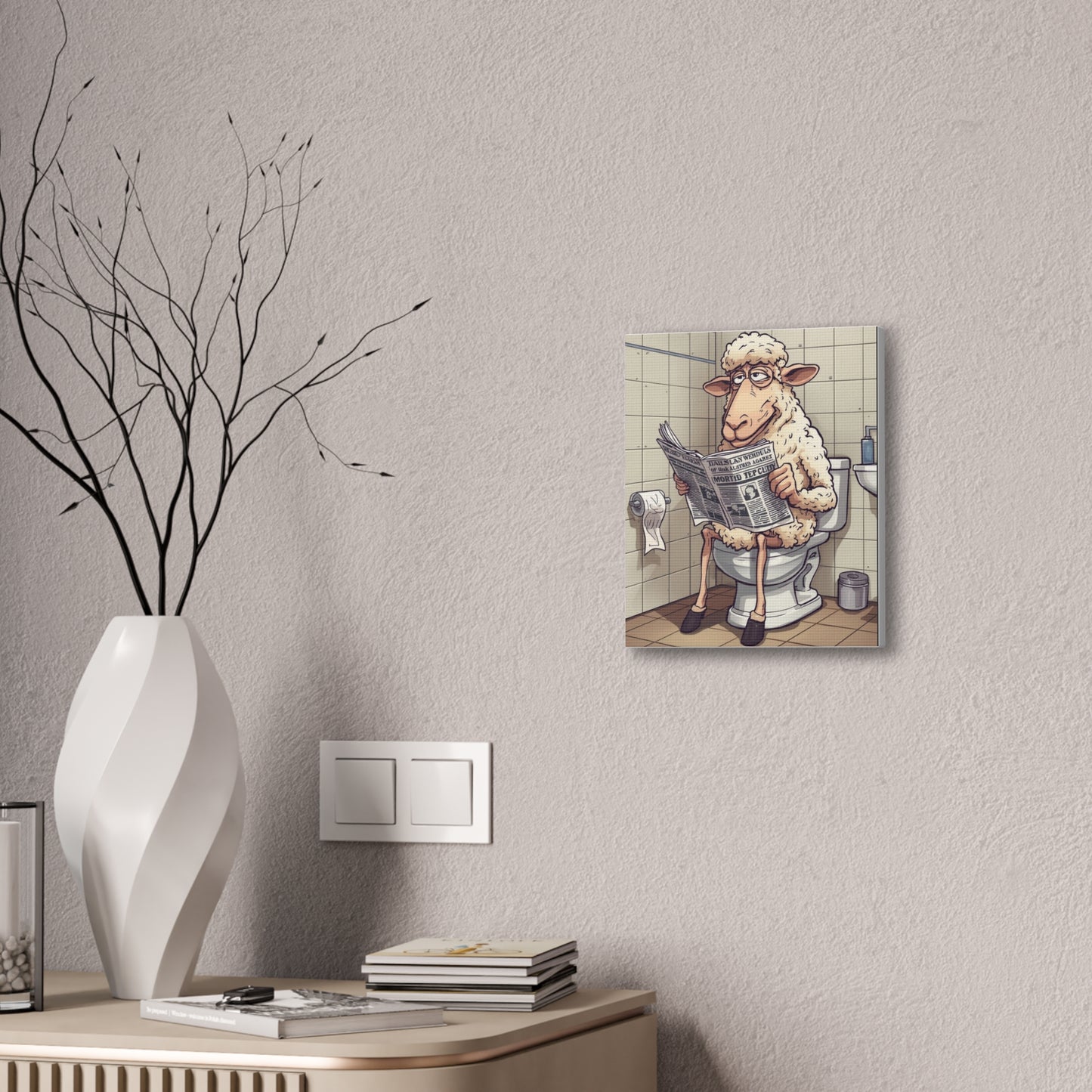 Sheep in the John - Canvas Stretched, 0.75" - Wall Art 2026 - Bathroom Humor